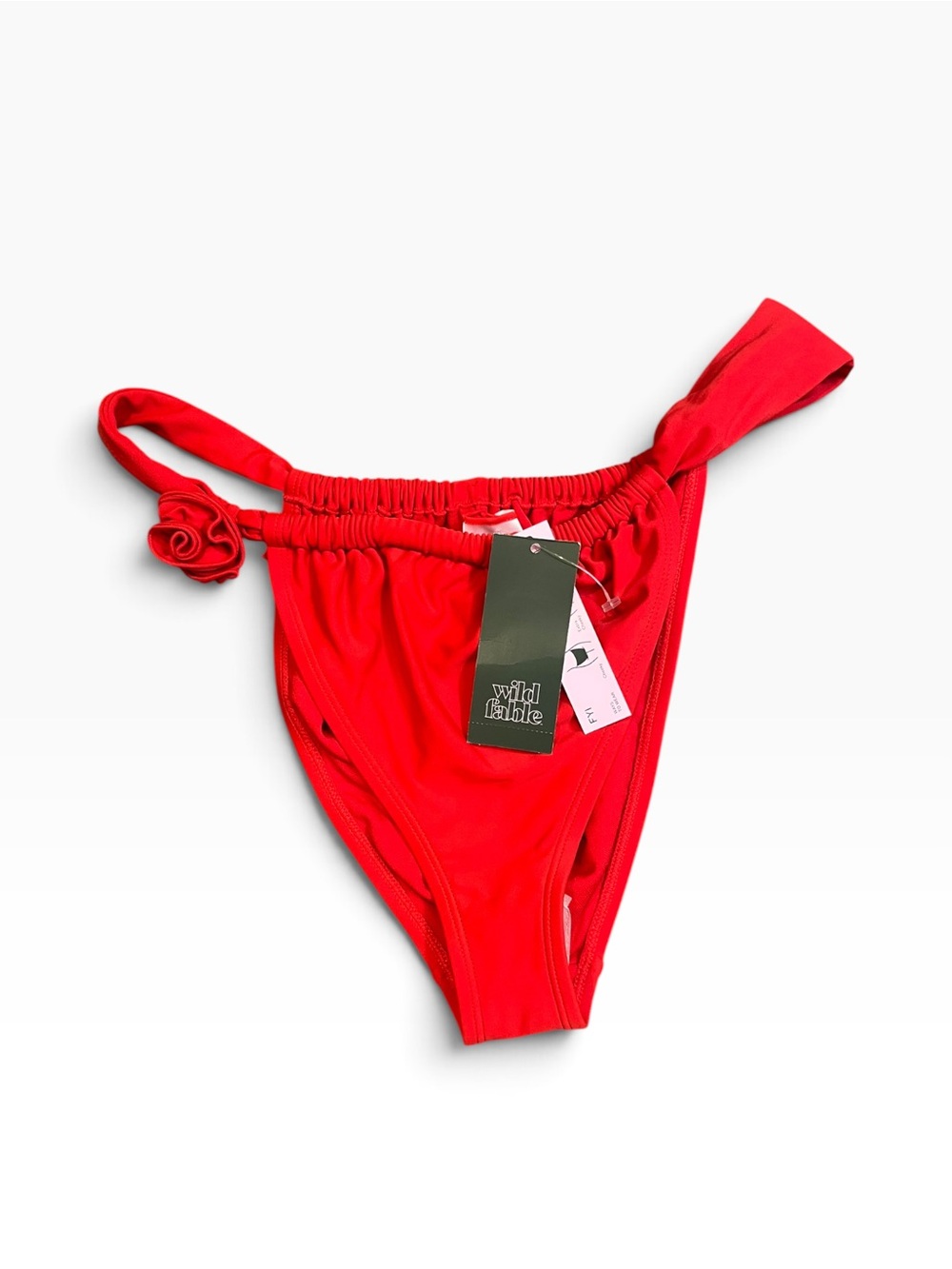 🖤 Wild Fable Red Rosette Cheeky Bikini Bottom Size L NWT